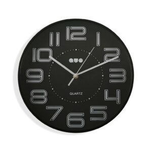 RELOJ DE PARED NEGRO 30CM DIA.