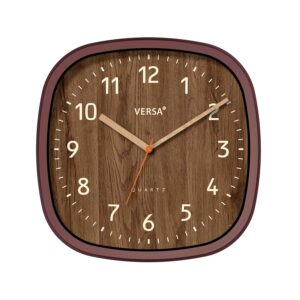 Reloj de pared cuadrado estilo madera oscura 31cm