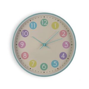 Reloj de pared multicolor con marco azul 30cm