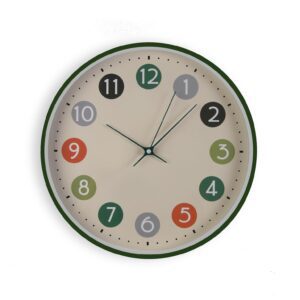 Reloj de pared multicolor con marco verde 30cm