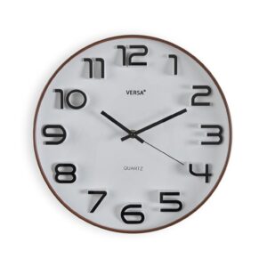 Reloj de cocina de cristal blanco con marco bronce 30cm