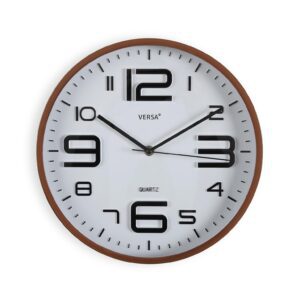 Reloj de cocina blanco con marco marrón 30cm